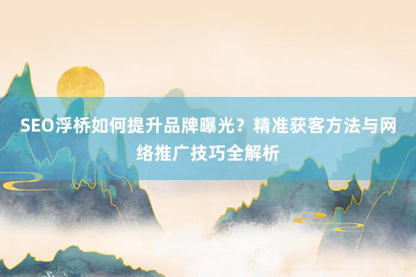 SEO浮桥如何提升品牌曝光？精准获客方法与网络推广技巧全解析