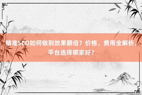 精准SEO如何做到效果翻倍?价格、费用全解析,平台选择哪家好?