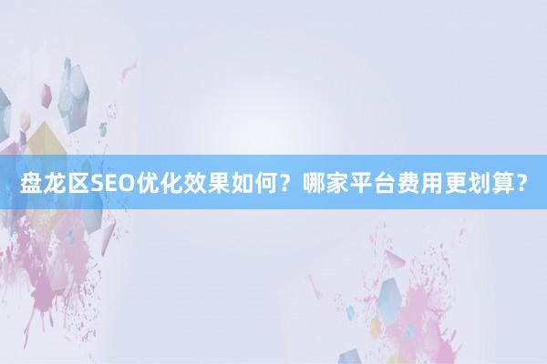 盘龙区SEO优化效果如何？哪家平台费用更划算？