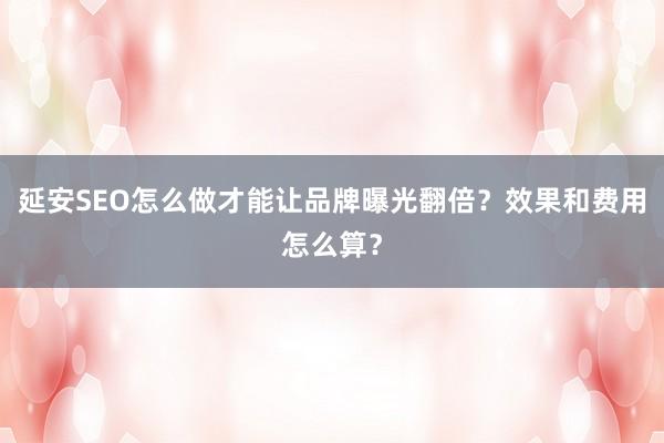 延安SEO怎么做才能让品牌曝光翻倍？效果和费用怎么算？