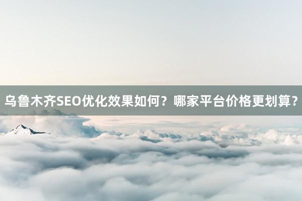 乌鲁木齐SEO优化效果如何?哪家平台价格更划算?