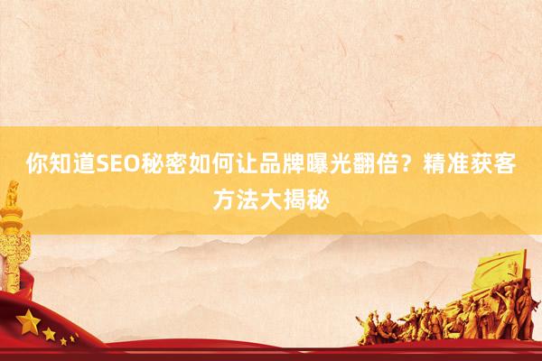 你知道SEO秘密如何让品牌曝光翻倍？精准获客方法大揭秘