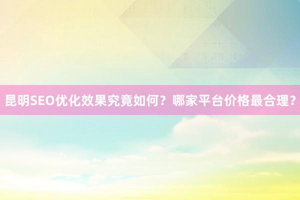 昆明SEO优化效果究竟如何？哪家平台价格最合理？