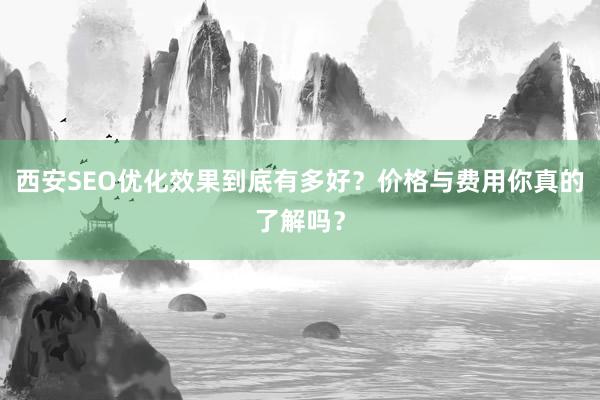 西安SEO优化效果到底有多好?价格与费用你真的了解吗?