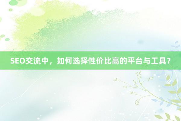 SEO交流中,如何选择性价比高的平台与工具?