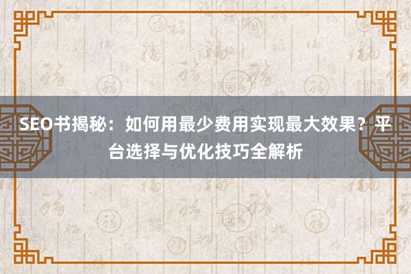 SEO书揭秘：如何用最少费用实现最大效果？平台选择与优化技巧全解析