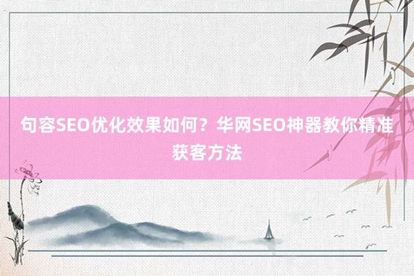 句容SEO优化效果如何？华网SEO神器教你精准获客方法