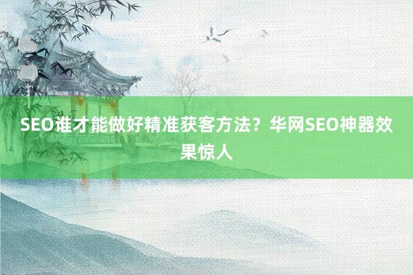 SEO谁才能做好精准获客方法？华网SEO神器效果惊人