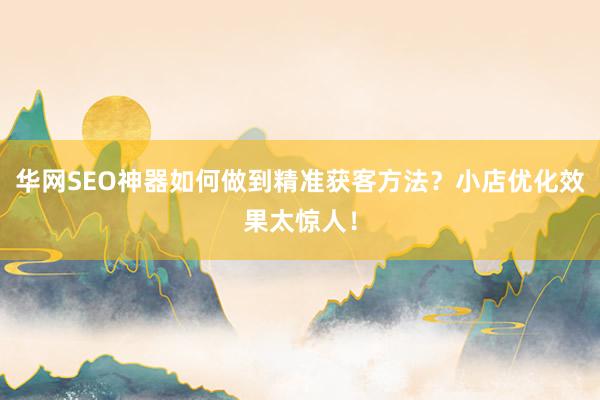 华网SEO神器如何做到精准获客方法？小店优化效果太惊人！