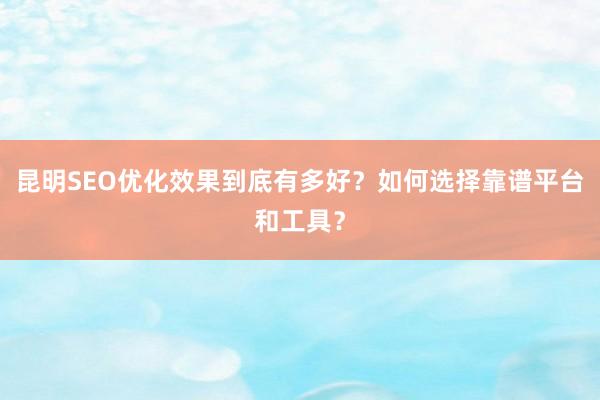 昆明SEO优化效果到底有多好？如何选择靠谱平台和工具？