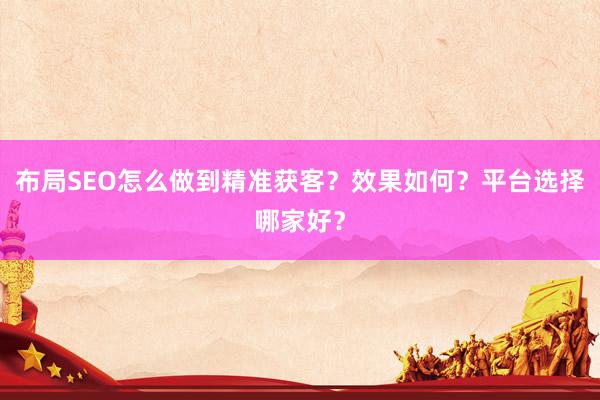 布局SEO怎么做到精准获客？效果如何？平台选择哪家好？