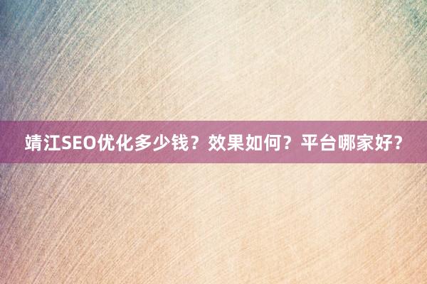 靖江SEO优化多少钱？效果如何？平台哪家好？
