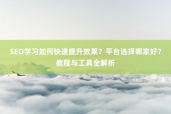 SEO学习如何快速提升效果？平台选择哪家好？教程与工具全解析