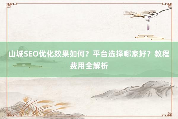 山城SEO优化效果如何？平台选择哪家好？教程费用全解析