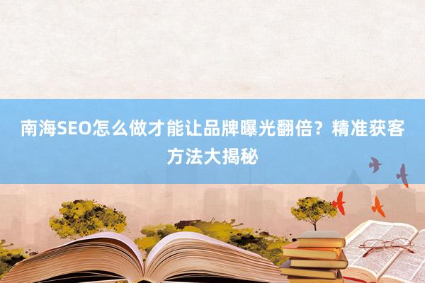 南海SEO怎么做才能让品牌曝光翻倍？精准获客方法大揭秘