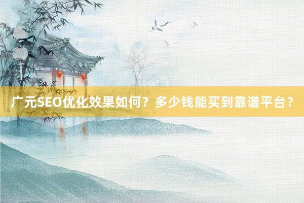 广元SEO优化效果如何？多少钱能买到靠谱平台？