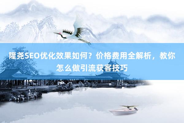 隆尧SEO优化效果如何？价格费用全解析，教你怎么做引流获客技巧