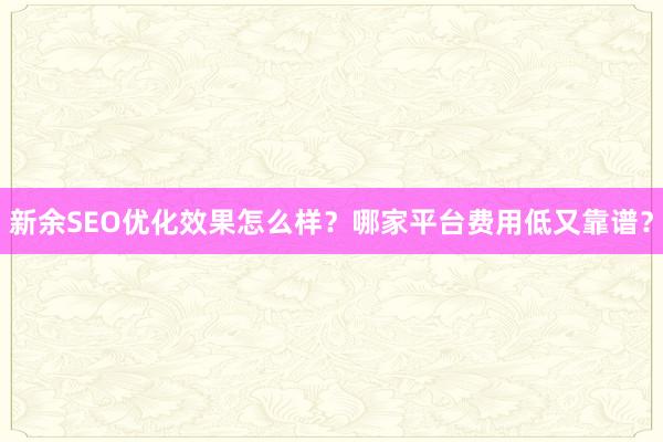 新余SEO优化效果怎么样？哪家平台费用低又靠谱？