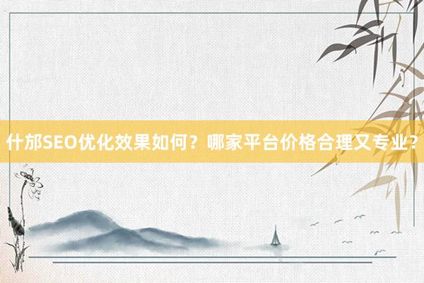 什邡SEO优化效果如何？哪家平台价格合理又专业？