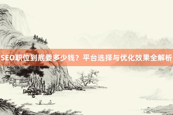 SEO职位到底要多少钱?平台选择与优化效果全解析
