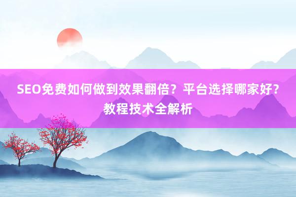SEO免费如何做到效果翻倍？平台选择哪家好？教程技术全解析