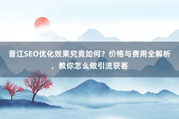 晋江SEO优化效果究竟如何？价格与费用全解析，教你怎么做引流获客
