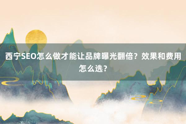 西宁SEO怎么做才能让品牌曝光翻倍？效果和费用怎么选？