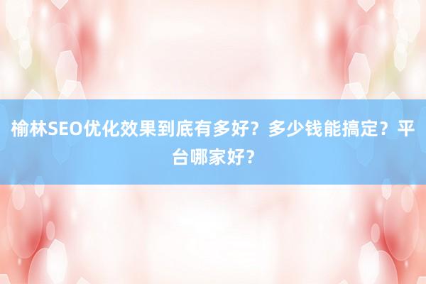 榆林SEO优化效果到底有多好？多少钱能搞定？平台哪家好？