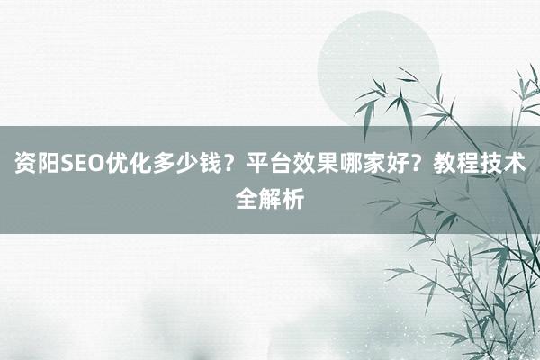 资阳SEO优化多少钱？平台效果哪家好？教程技术全解析
