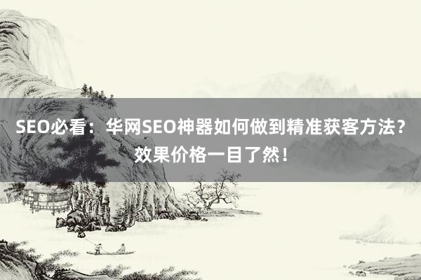 SEO必看：华网SEO神器如何做到精准获客方法？效果价格一目了然！