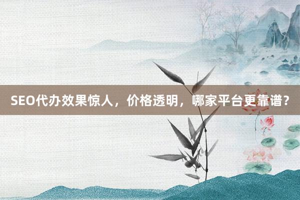 SEO代办效果惊人，价格透明，哪家平台更靠谱？
