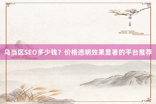 乌当区SEO多少钱？价格透明效果显著的平台推荐