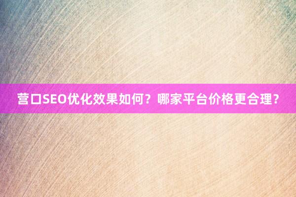 营口SEO优化效果如何？哪家平台价格更合理？