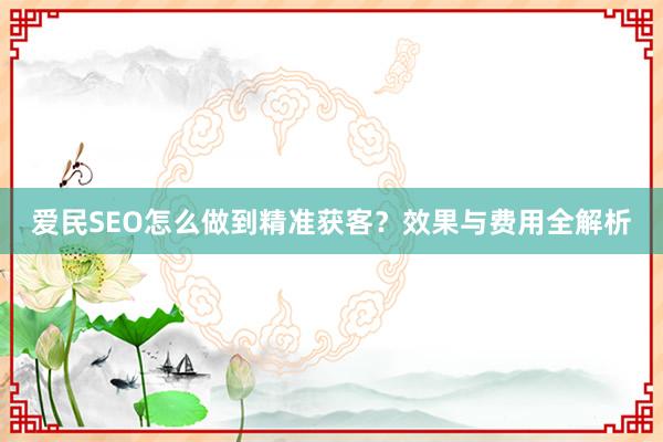 爱民SEO怎么做到精准获客？效果与费用全解析