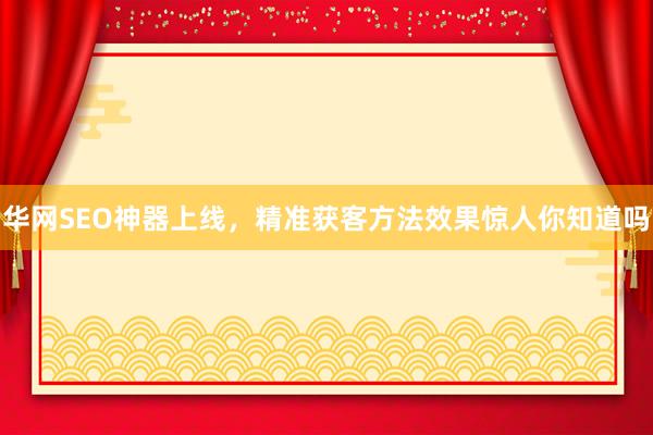 华网SEO神器上线，精准获客方法效果惊人你知道吗