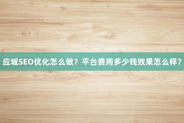 应城SEO优化怎么做?平台费用多少钱效果怎么样?