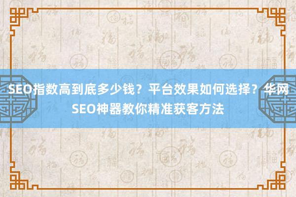 SEO指数高到底多少钱？平台效果如何选择？华网SEO神器教你精准获客方法