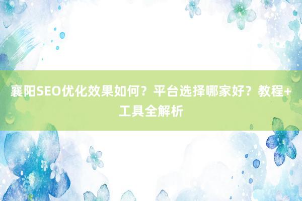 襄阳SEO优化效果如何？平台选择哪家好？教程+工具全解析
