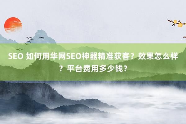 SEO 如何用华网SEO神器精准获客?效果怎么样?平台费用多少钱?