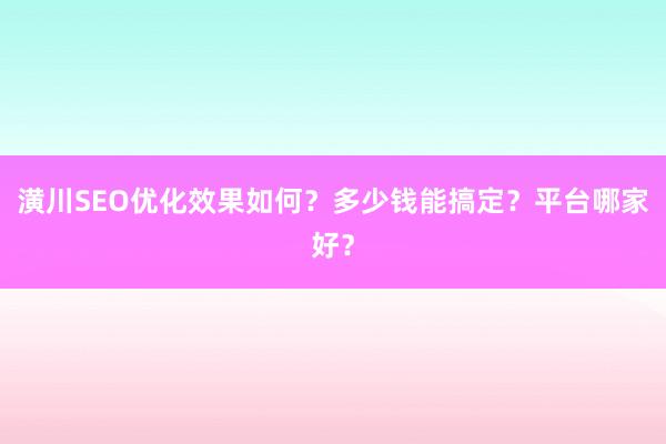 潢川SEO优化效果如何?多少钱能搞定?平台哪家好?