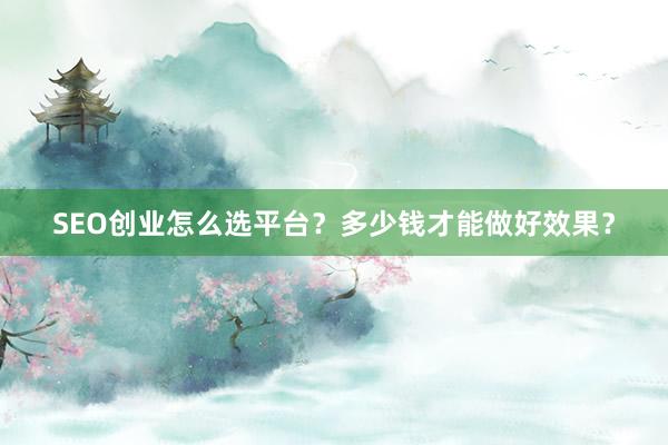 SEO创业怎么选平台?多少钱才能做好效果?