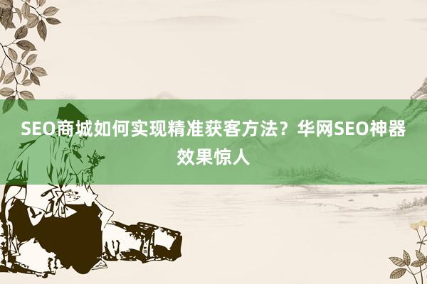 SEO商城如何实现精准获客方法？华网SEO神器效果惊人