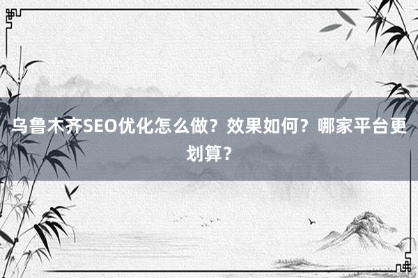 乌鲁木齐SEO优化怎么做？效果如何？哪家平台更划算？