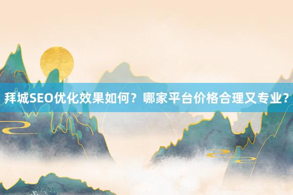 拜城SEO优化效果如何？哪家平台价格合理又专业？